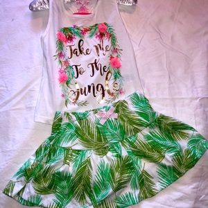 Isaac Mizrahi palm tree skirt outfit